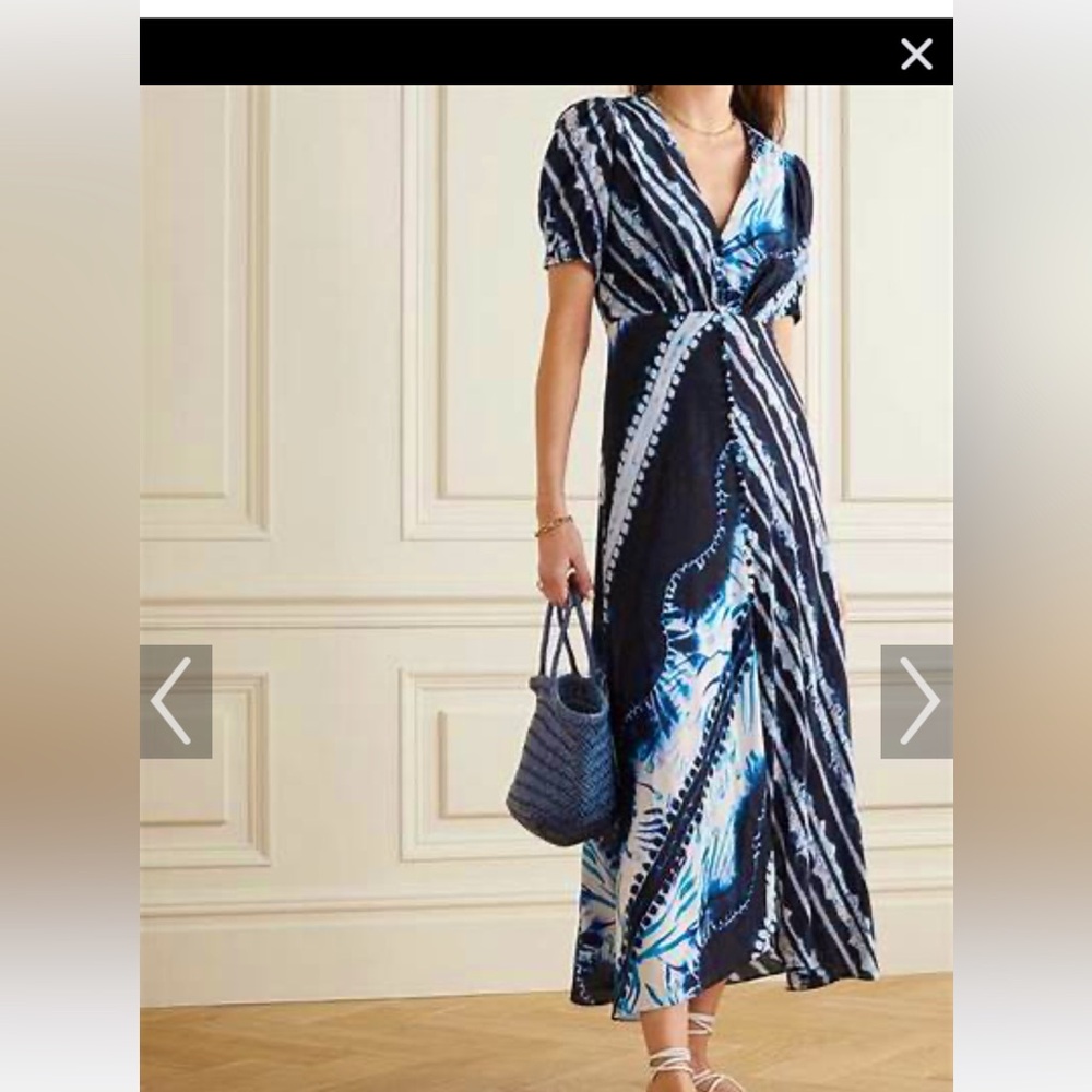 Saloni Lea Navy Blue and white dress